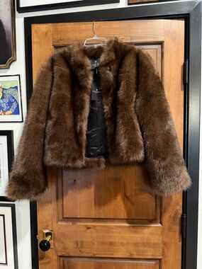 Cropped Brown Faux Fur Teddy Jacket - Plush Cozy Coat